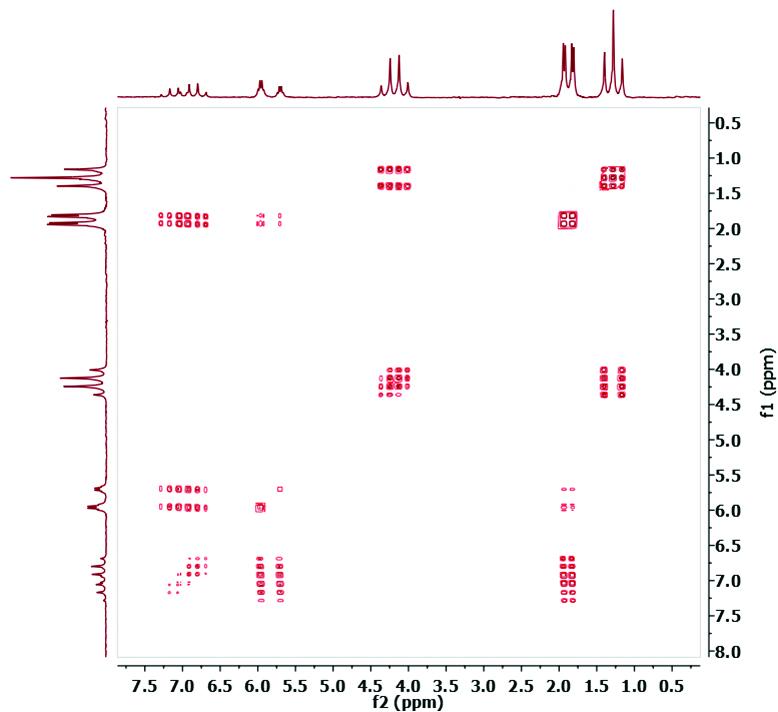 Full COSY spectrum for ethyl crotonate.